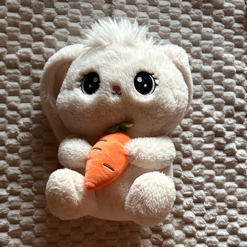 Adorable Cream Bunny Plush Toy with Carrot